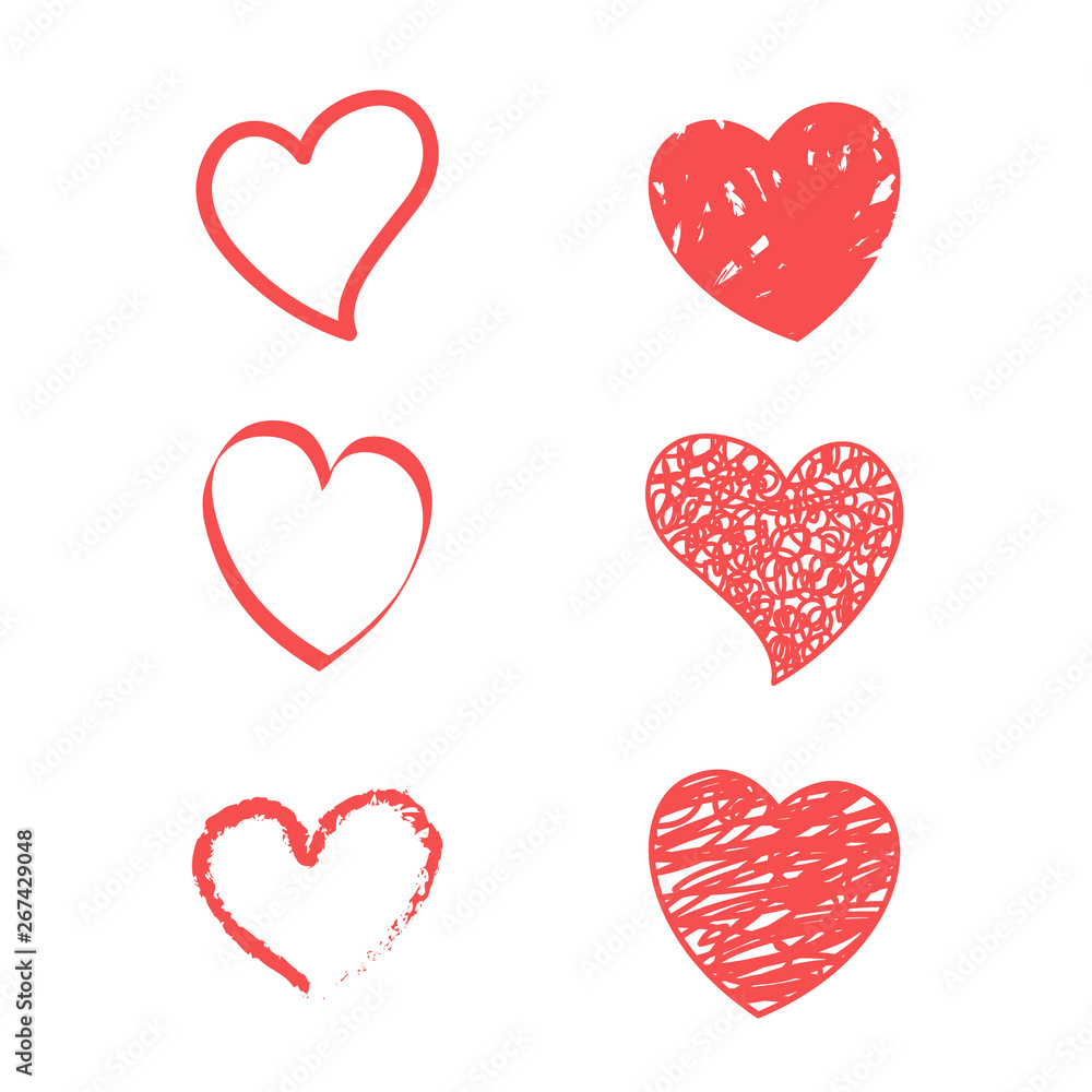 Red hearts. Vector icon of hearts. Vector illustration on white background