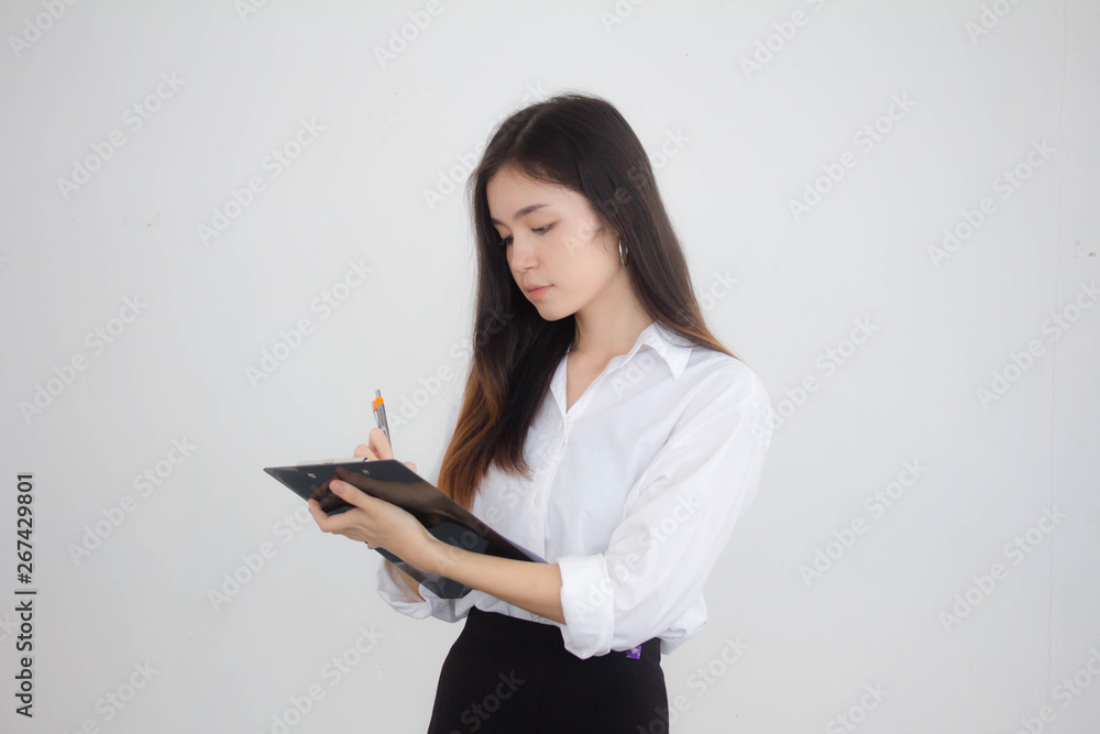 Portrait of thai adult working women white shirt working Portrait of thai adult working women white shirt working
