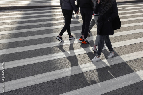 crosswalk people  pedestrian  motion traffic © evgris