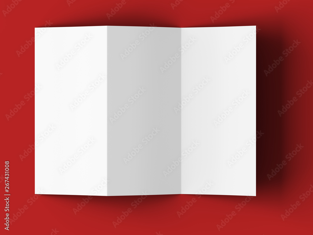 Open trifold brochure in A4 format mockup.3d illustartion Open trifold brochure in A4 format mockup.3d illustartion