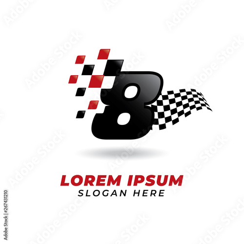Number eight 8 racing icon symbol design. racing number logo design