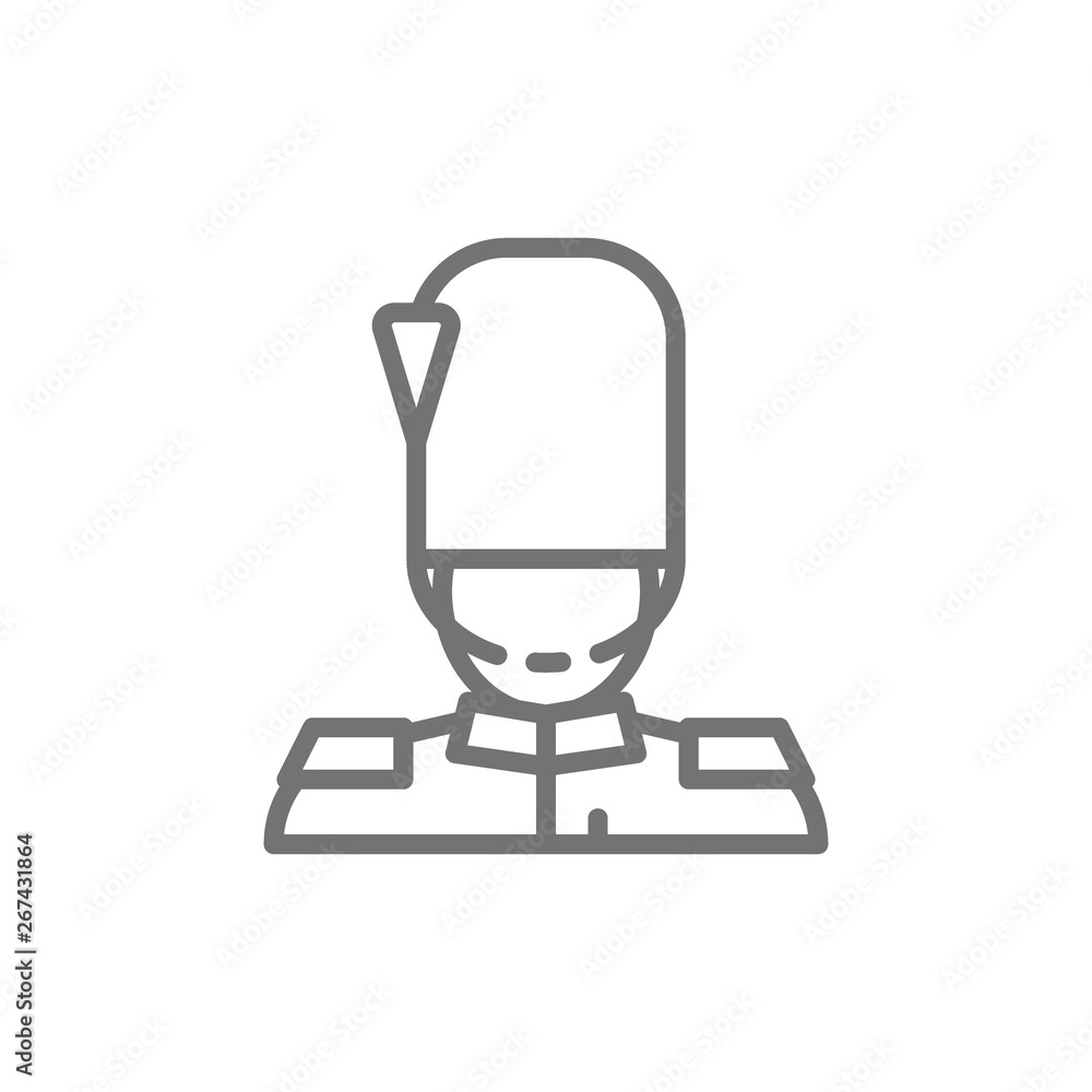 England royal guard, guardsman, soldier line icon. England royal guard, guardsman, soldier line icon.
