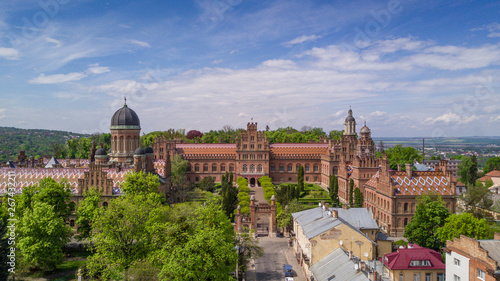 Wallpaper Mural Aerial view of Residence of Bukovinian and Dalmatian Metropolitans. Chernivtsi National University. Chernivtsi touristic destination of Western Ukraine. Torontodigital.ca