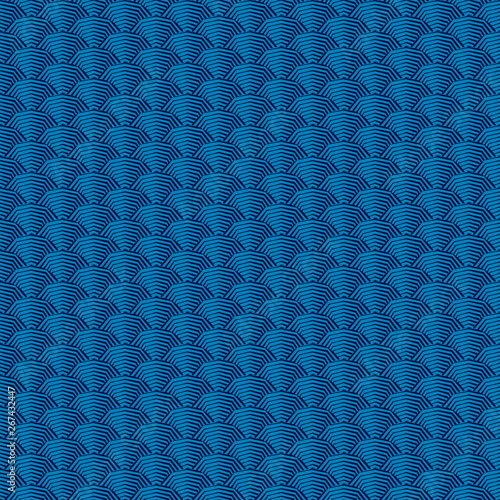 Japanese style wave seamless vector background in blue color