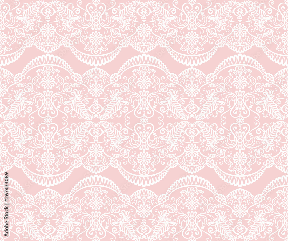 Seamless pink lace background with floral pattern Stock Vector | Adobe