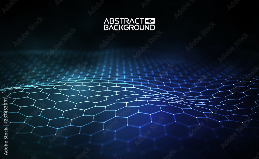 Futuristic hexagon vector illustration. Futuristic hexagon vector illustration. HUD element. Technology concept. 3d landscape. Big data.