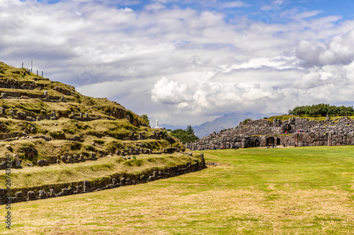 Inca ruins at Sacsayhuaman in Cusco  Peru.