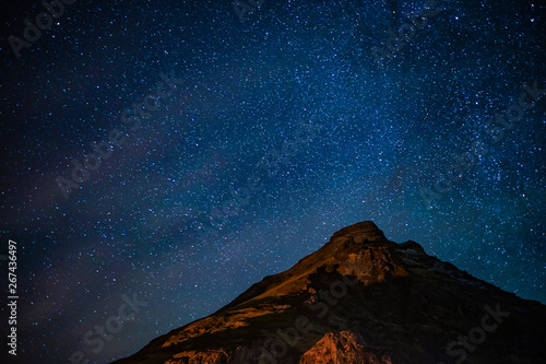 星空とアイスランドの雪山