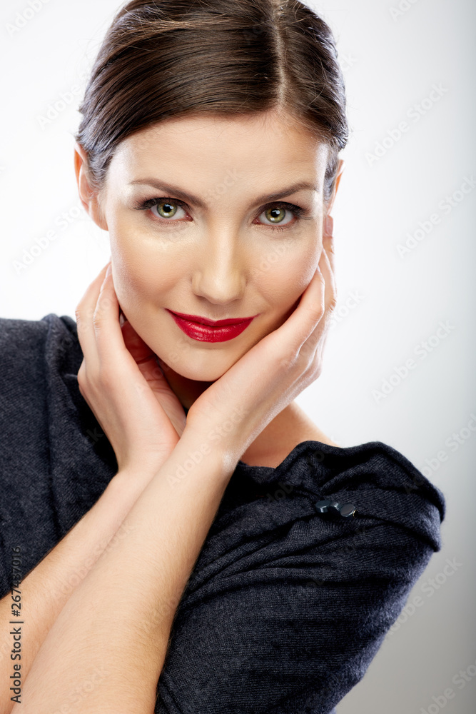 Close up face beauty portrait of young woman. Close up face beauty portrait of young woman.