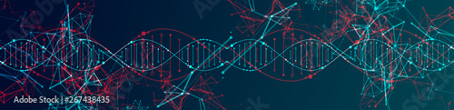 Science template, wallpaper or banner with a DNA molecules. Vector illustration