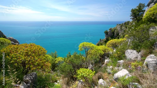 Scenic seascape with cliffs at Palinuro, Cilento, Campania, southern Italy. photo