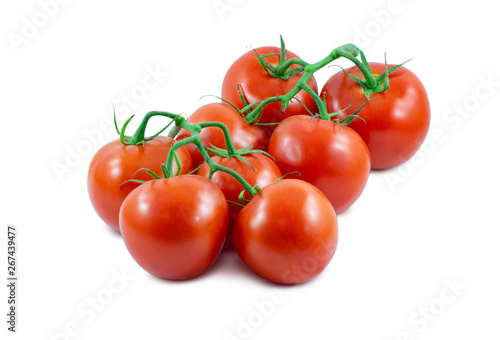 Cherry tomatoes are isolated on a white background