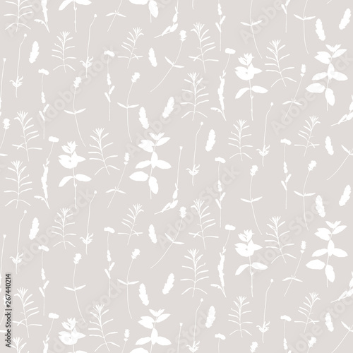 Floral background. Vector seamless pattern with hand - drawn poppies  lavender flowers  and leaves.