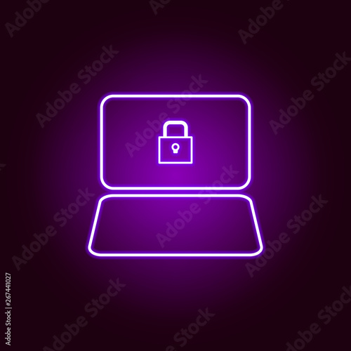Hacker, antivirus icon in neon style. Can be used for web, logo, mobile app, UI, UX