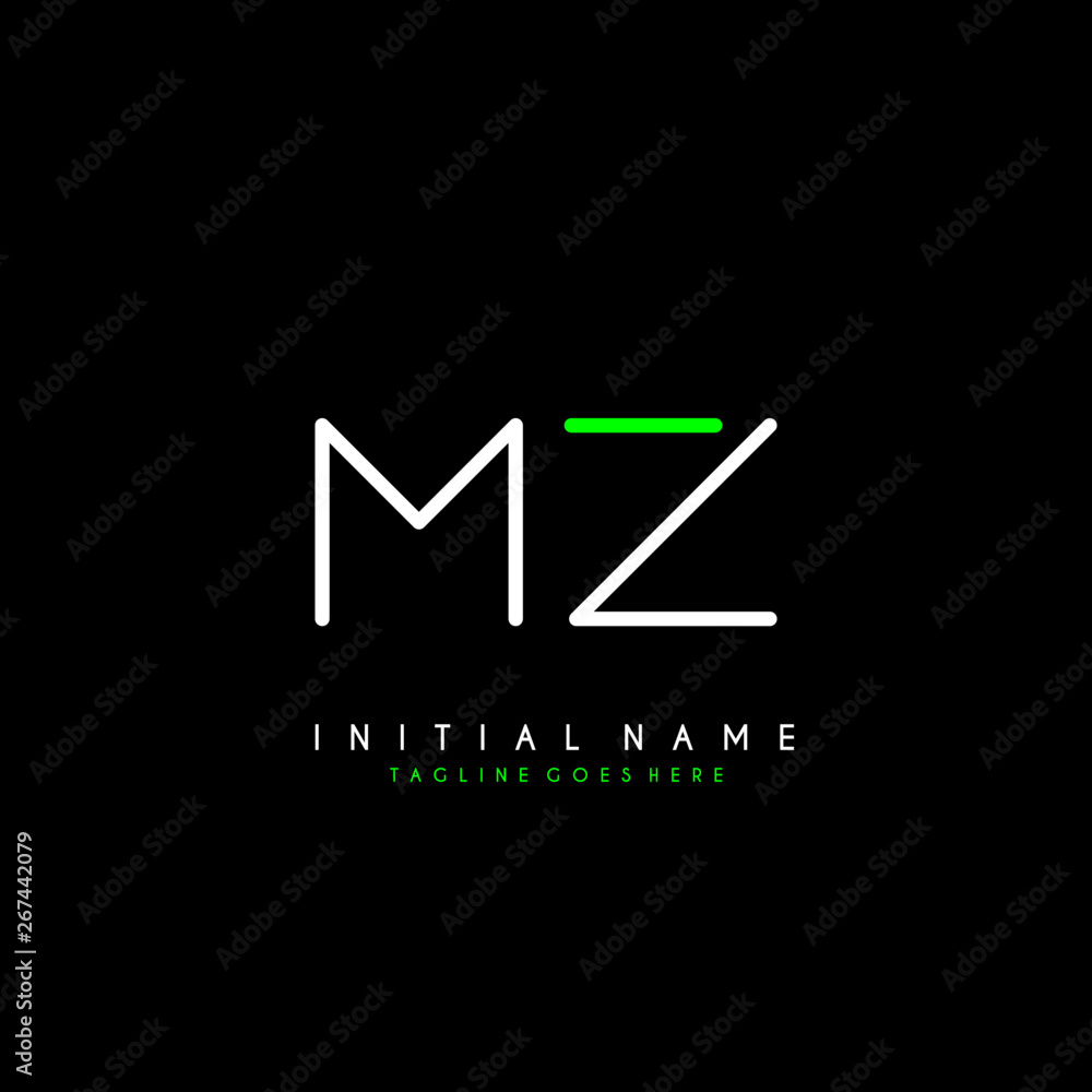 Initial M Z MZ minimalist modern logo identity vector Initial M Z MZ minimalist modern logo identity vector