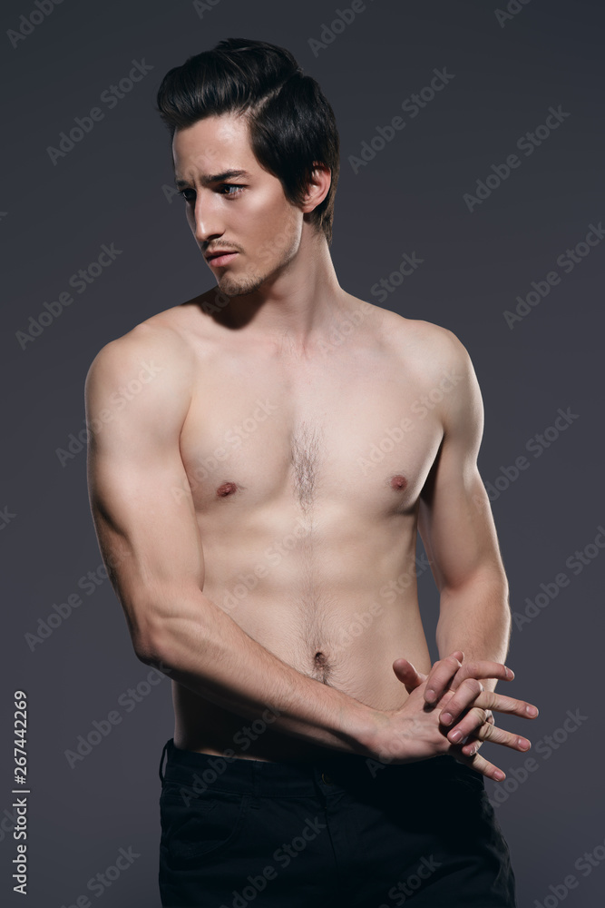 young man with bare torso