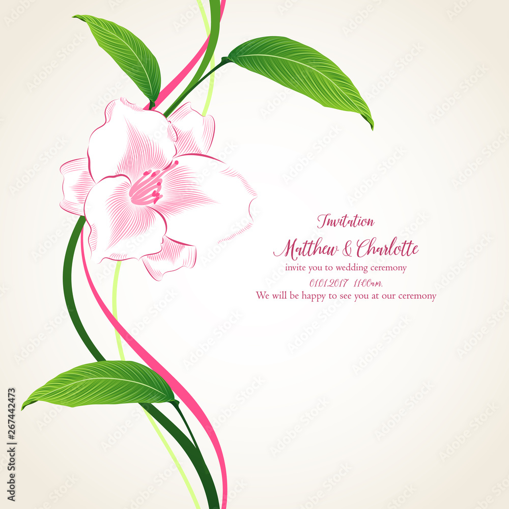 Floral wedding invitation card with rose flowers. Gentle abstract floral  background. Vector element for print, design. Stock Vector | Adobe Stock