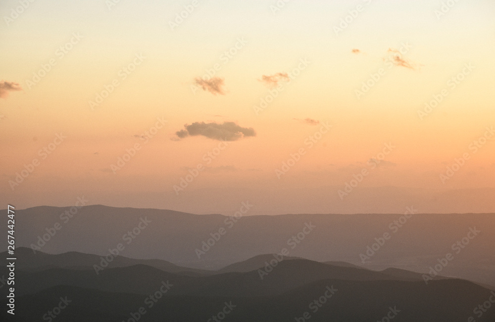 Sunset View in Shenandoah National Park in Virginia in Summer