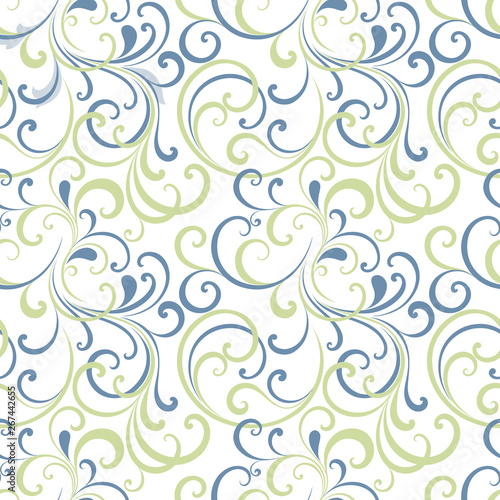 Beautiful seamless abstract floral background with curls. Vector element for wallpaper decor.