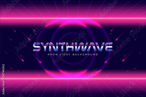 3D Background landscape 80s Style. Synthwave, retrowave wallpaper designs. Vector eps 10