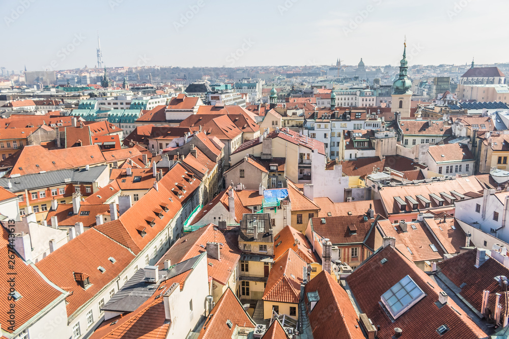 View of Prague from the town Hall - Red roofs