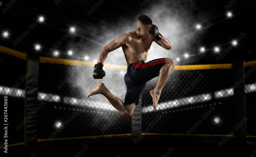 MMA male fighter jumping