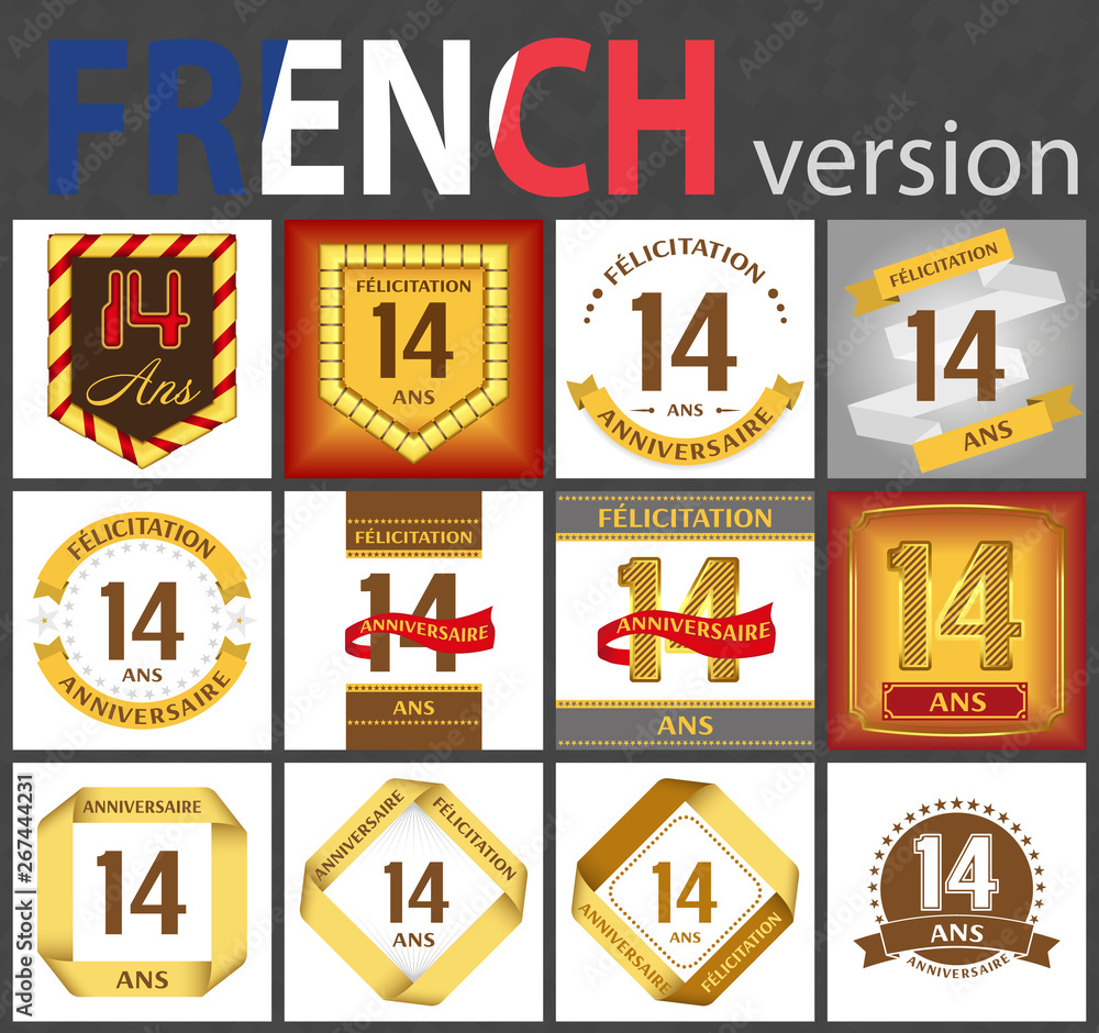 French set of number 14 templates