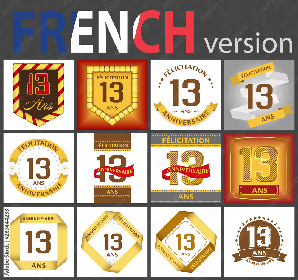 French set of number 13 templates