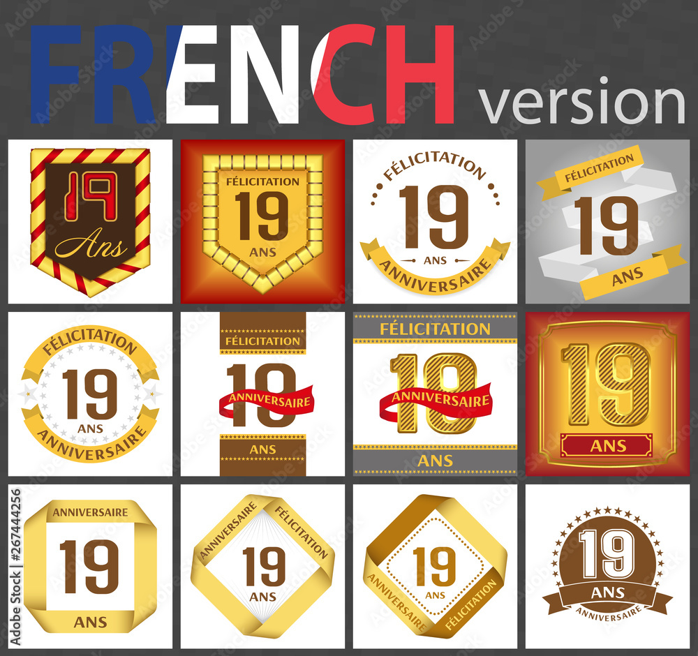 French set of number 19 templates