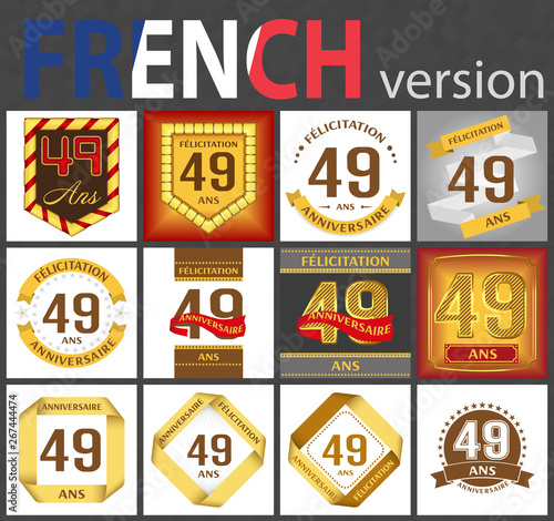 French set of number 49 templates