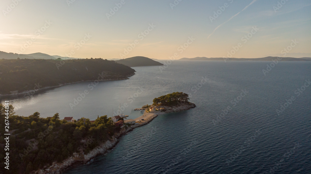 Spectacular aerial landscape with peninsula stretching into the sea.