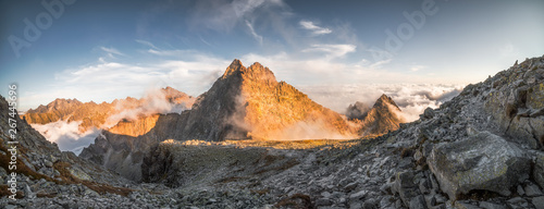 Vysoka Peak with Inversion in Golden Light in High Tatras, Slovakia photo