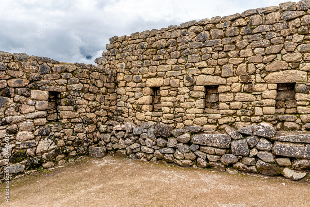 Buildings structure in Incas city of Machu Picchu in Peru.