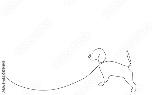 Beagle dog silhouette line drawing vector illustration