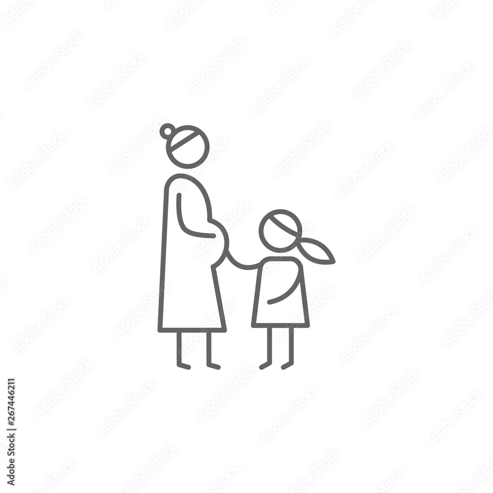 Pregnant mother, daughter icon. Element of family life icon. Thin line icon for website design and development, app development. Premium icon