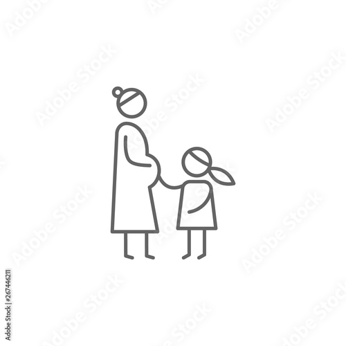 Pregnant mother, daughter icon. Element of family life icon. Thin line icon for website design and development, app development. Premium icon