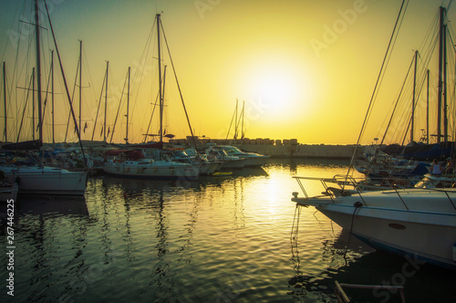 Evening Jaffa old port at sunset of the day. Tel Aviv Yafo Israel © mahara