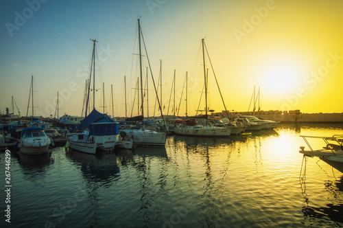 Evening Jaffa old port at sunset of the day. Tel Aviv Yafo Israel © mahara