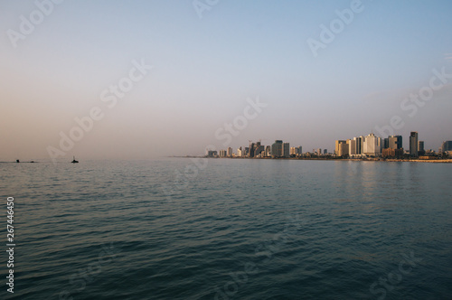 Obraz na płótnie View in the evening of the modern Tel Aviv, Israel and the sea w salonie