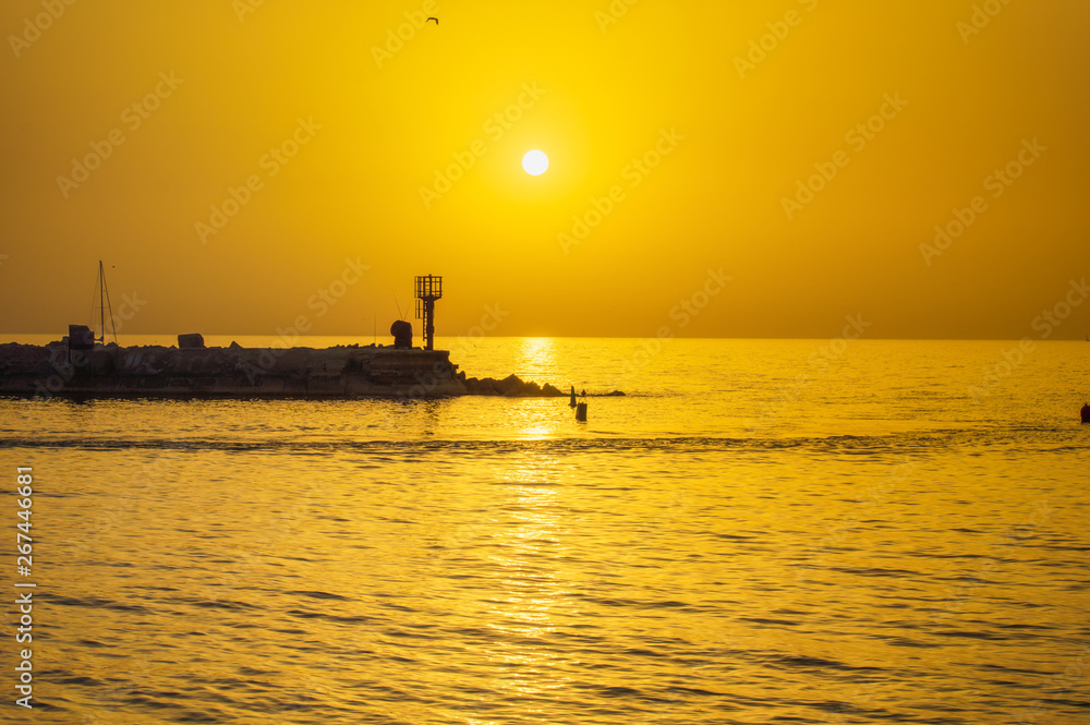 Evening Jaffa old port at sunset of the day. Tel Aviv Yafo Israel