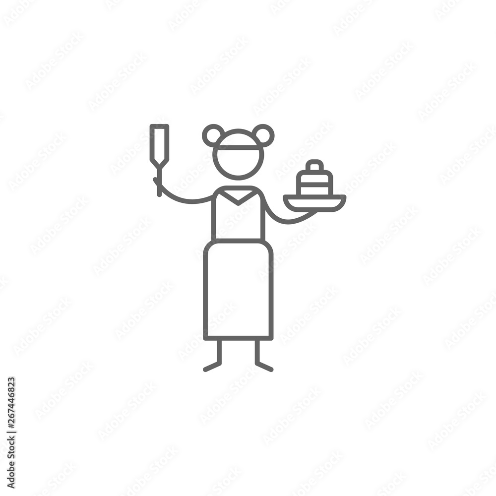 Pancake, waitress, restaurant icon. Element of restaurant icon. Thin line icon for website design and development, app development. Premium icon