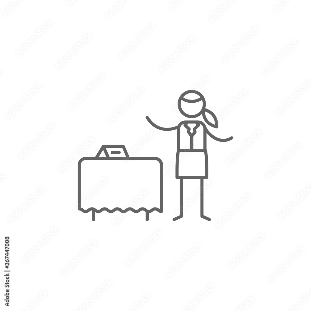 Table reservation, waitress icon. Element of restaurant icon. Thin line icon for website design and development, app development. Premium icon Table reservation, waitress icon. Element of restaurant icon. Thin line icon for website design and development, app development. Premium icon