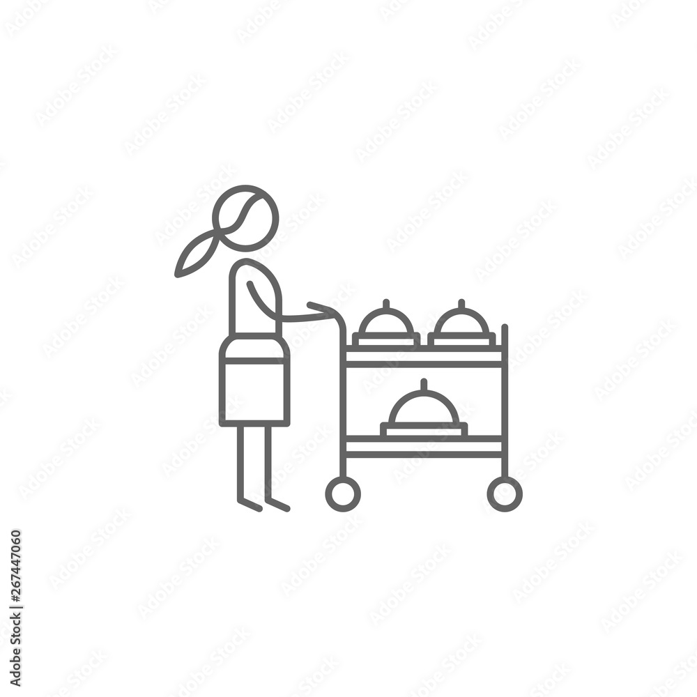 Serving cart, waitress icon. Element of restaurant icon. Thin line icon for website design and development, app development. Premium icon Serving cart, waitress icon. Element of restaurant icon. Thin line icon for website design and development, app development. Premium icon
