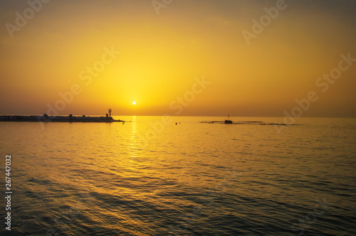 Obraz na płótnie Evening Jaffa old port at sunset of the day. Tel Aviv Yafo Israel w salonie