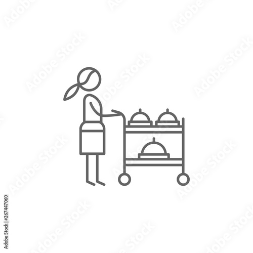 Serving cart, waitress icon. Element of restaurant icon. Thin line icon for website design and development, app development. Premium icon