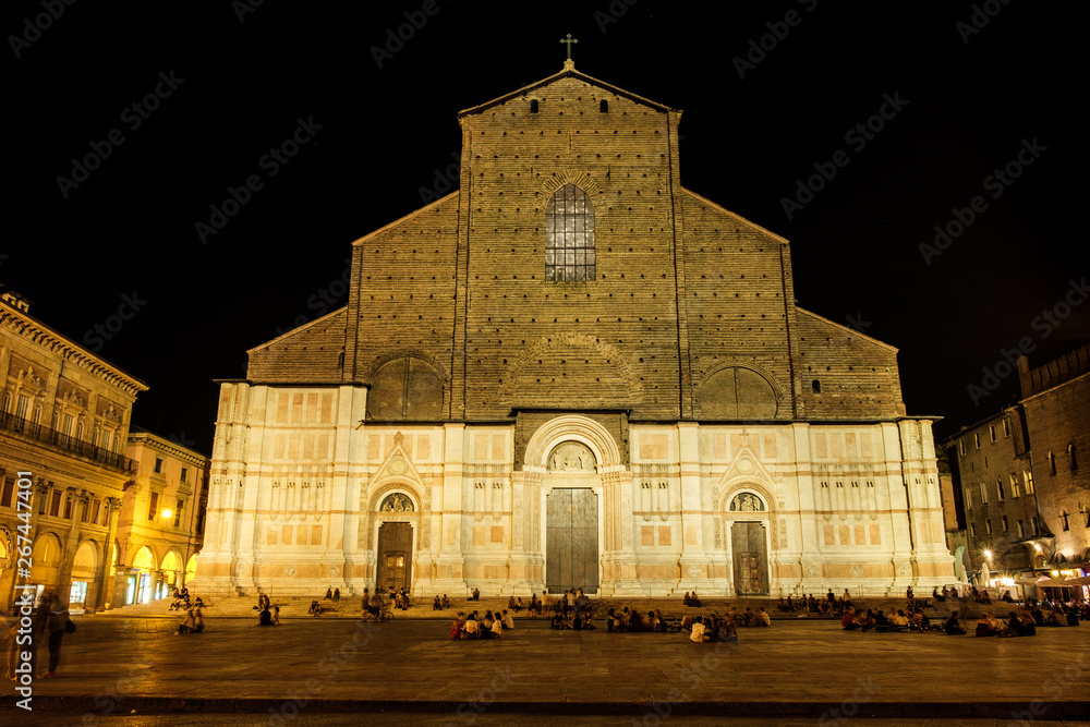San Pietro Cathedral by night. Bologna , Italy