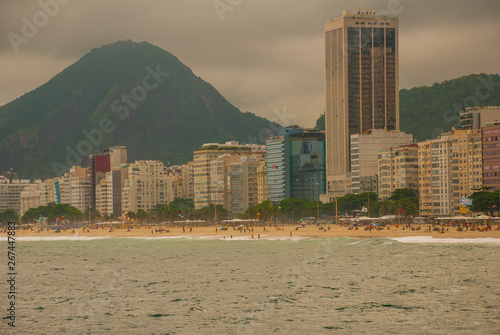 Rio de Janeiro, Copacabana beach, Brazil: Beautiful landscape with sea and beach views. The most famous beach in Rio de Janeiro. photo