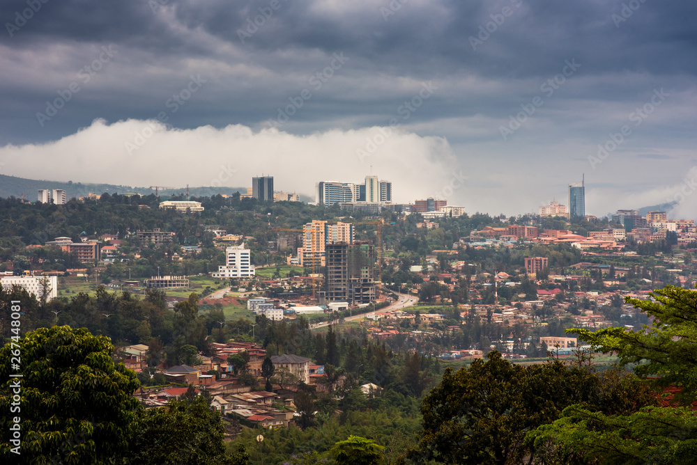 Kigali city centre skyline and surrounding areas