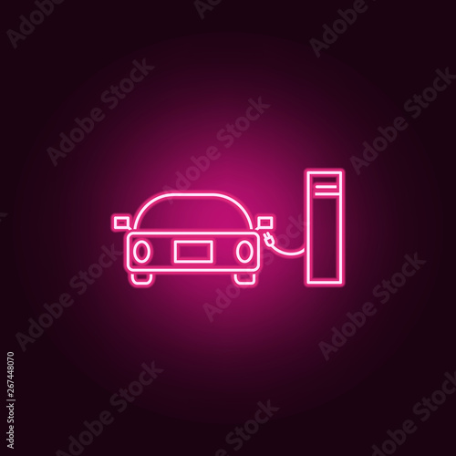 Car hydrogen station neon icon. Elements of ecology set. Simple icon for websites, web design, mobile app, info graphics