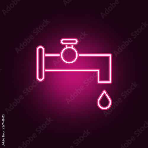 Eco dripping tap with drop neon icon. Elements of ecology set. Simple icon for websites, web design, mobile app, info graphics